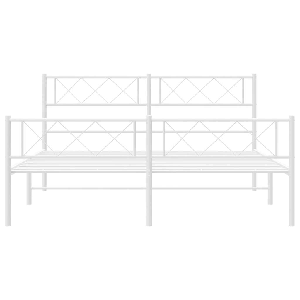 Metal Bed Frame with Headboard and Footboard White 140x200 cm