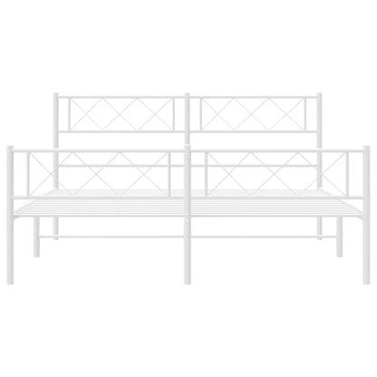 Metal Bed Frame with Headboard and Footboard White 140x200 cm