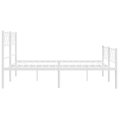 Metal Bed Frame with Headboard and Footboard White 140x200 cm