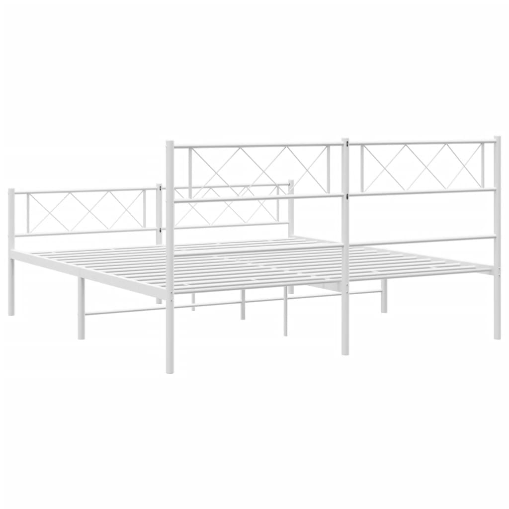 Metal Bed Frame with Headboard and Footboard White 140x200 cm