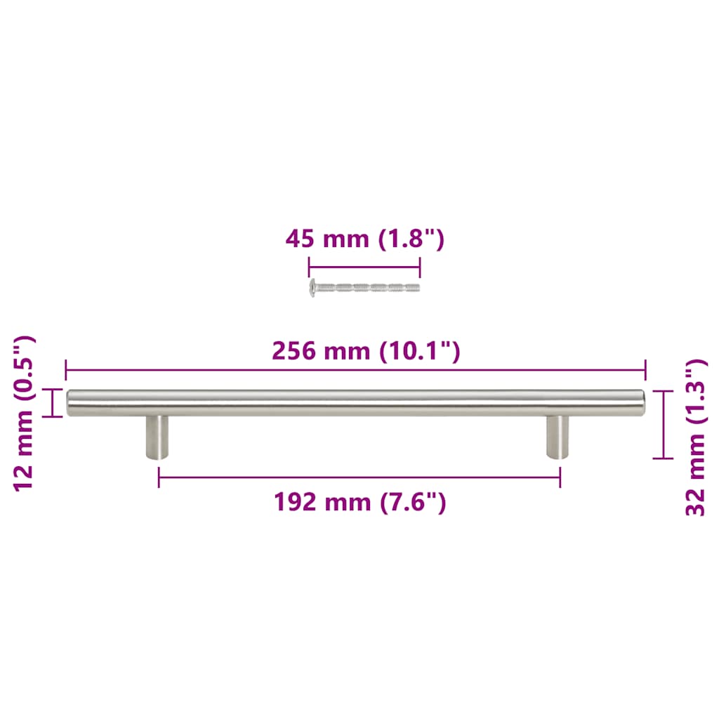 Cabinet Handles 5 pcs Silver 192 mm Stainless Steel