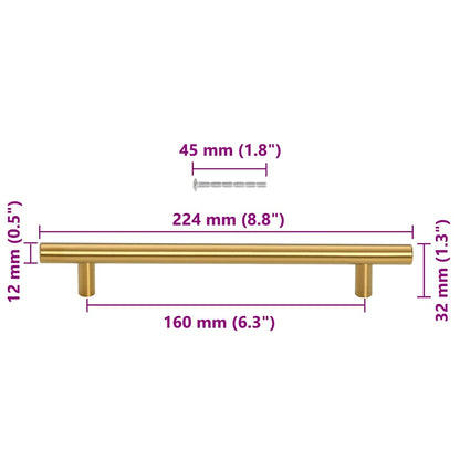 Cabinet Handles 10 pcs Gold 160 mm Stainless Steel