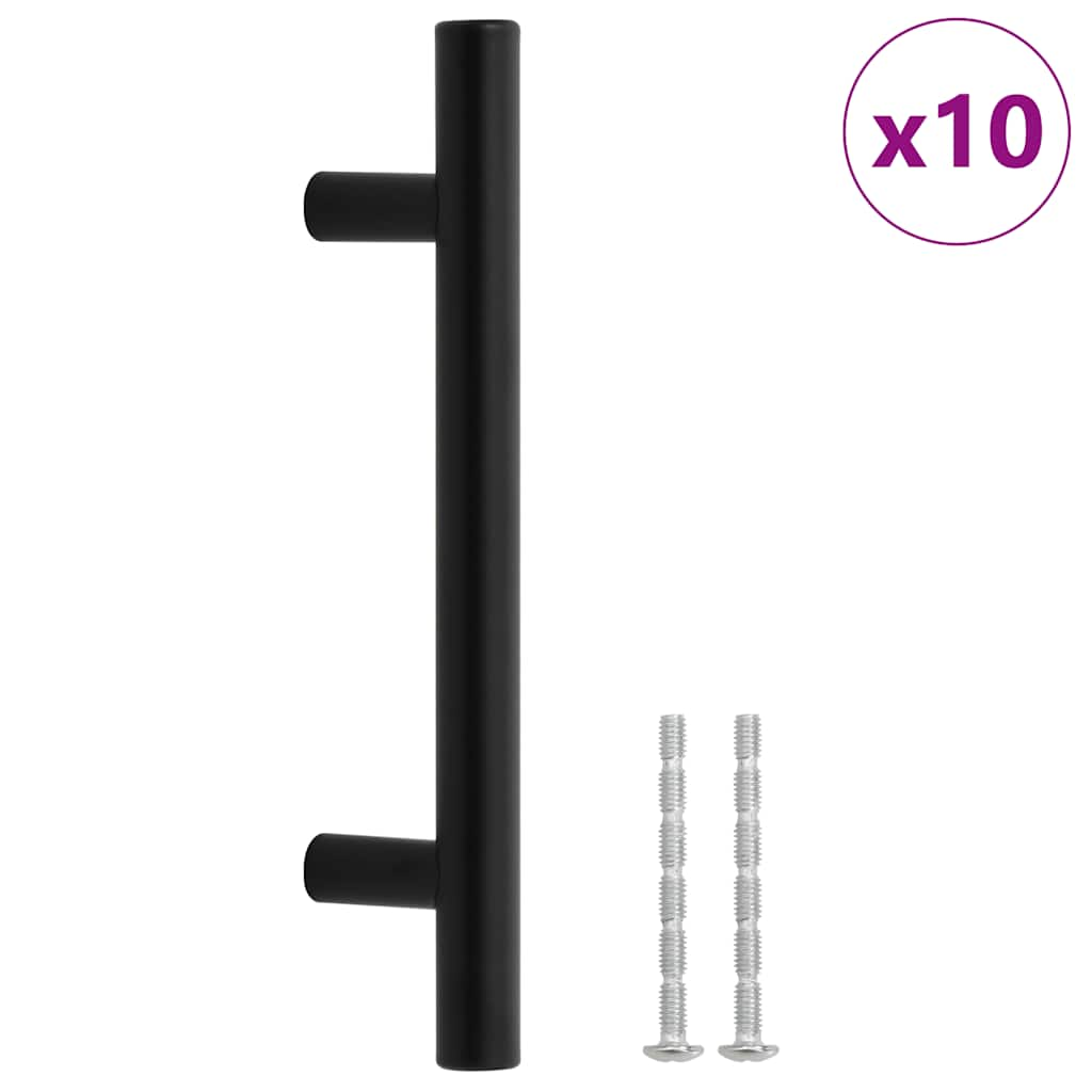 Cabinet Handles 10 pcs Black 96 mm Stainless Steel