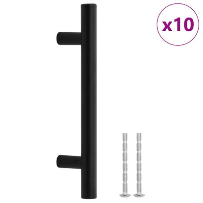 Cabinet Handles 10 pcs Black 96 mm Stainless Steel