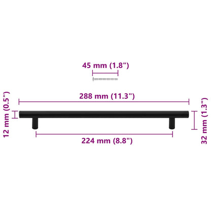 Cabinet Handles 5 pcs Black 224 mm Stainless Steel