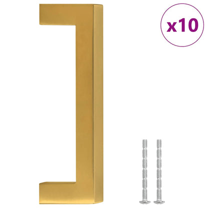 Cabinet Handles 10 pcs Gold 96 mm Stainless Steel