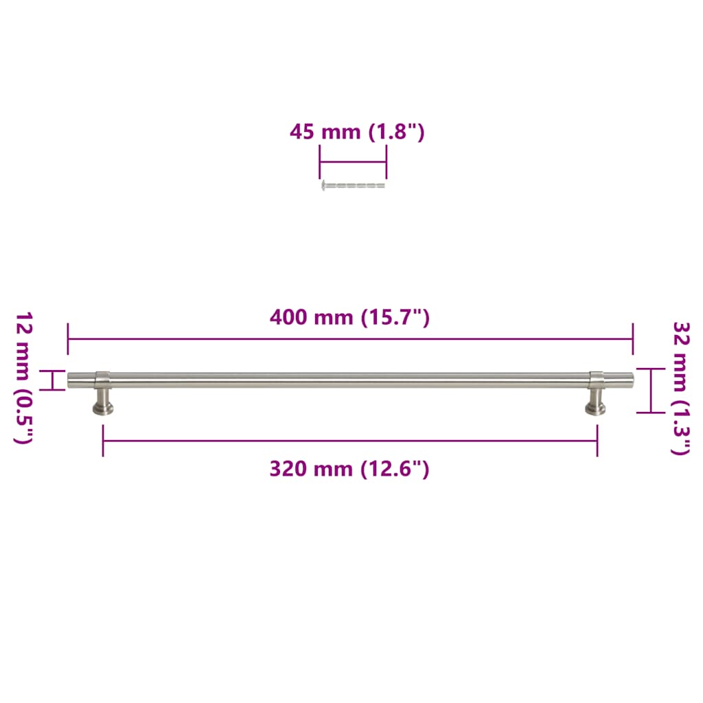 Cabinet Handles 5 pcs Silver 320 mm Stainless Steel