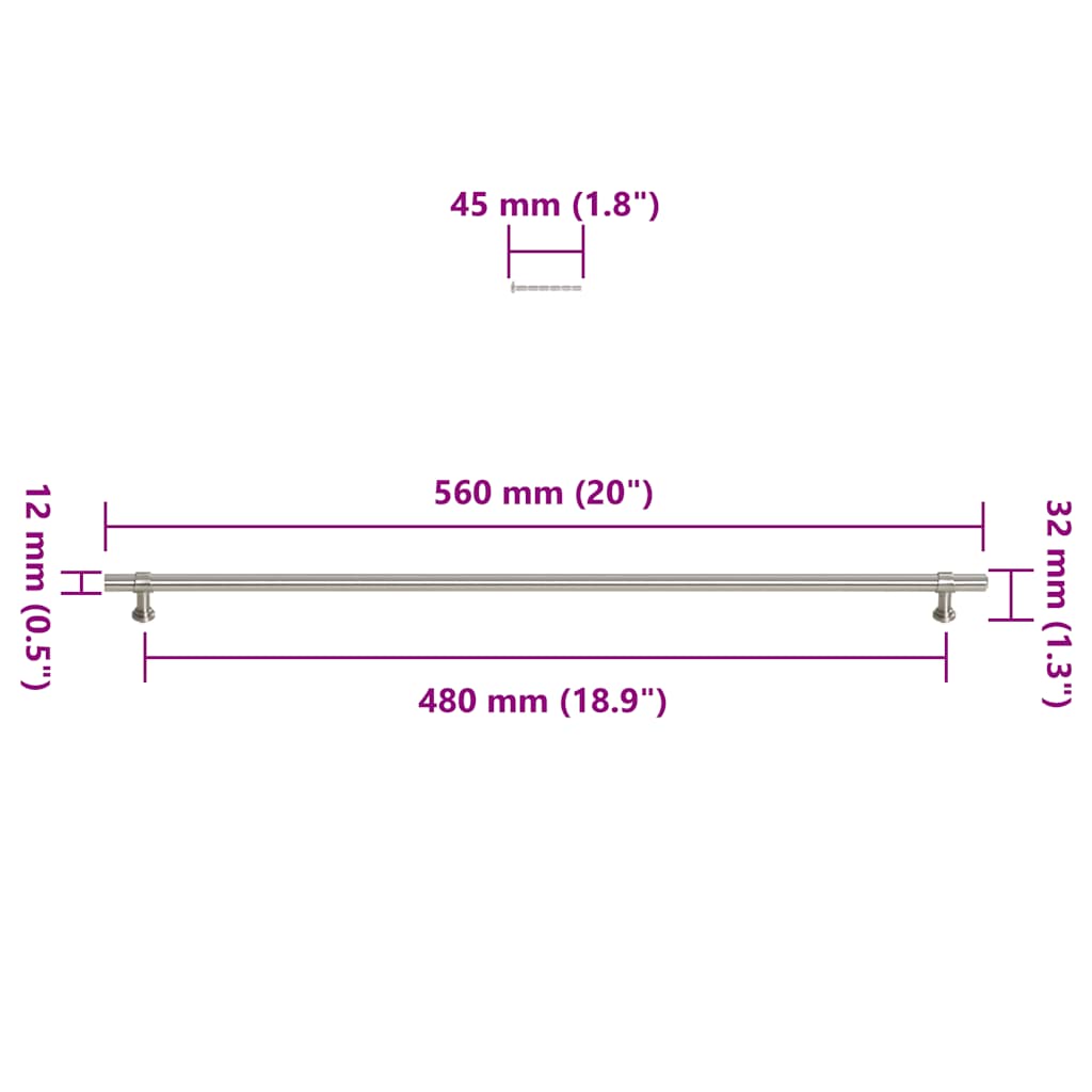 Cabinet Handles 5 pcs Silver 480 mm Stainless Steel