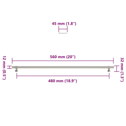 Cabinet Handles 5 pcs Silver 480 mm Stainless Steel