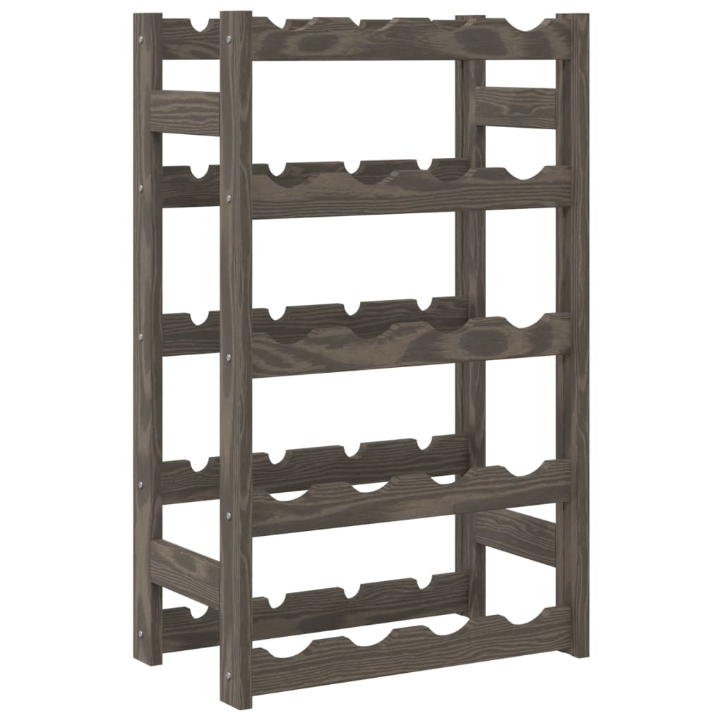 Wine Rack for 20 Bottles Grey Solid Wood Pine