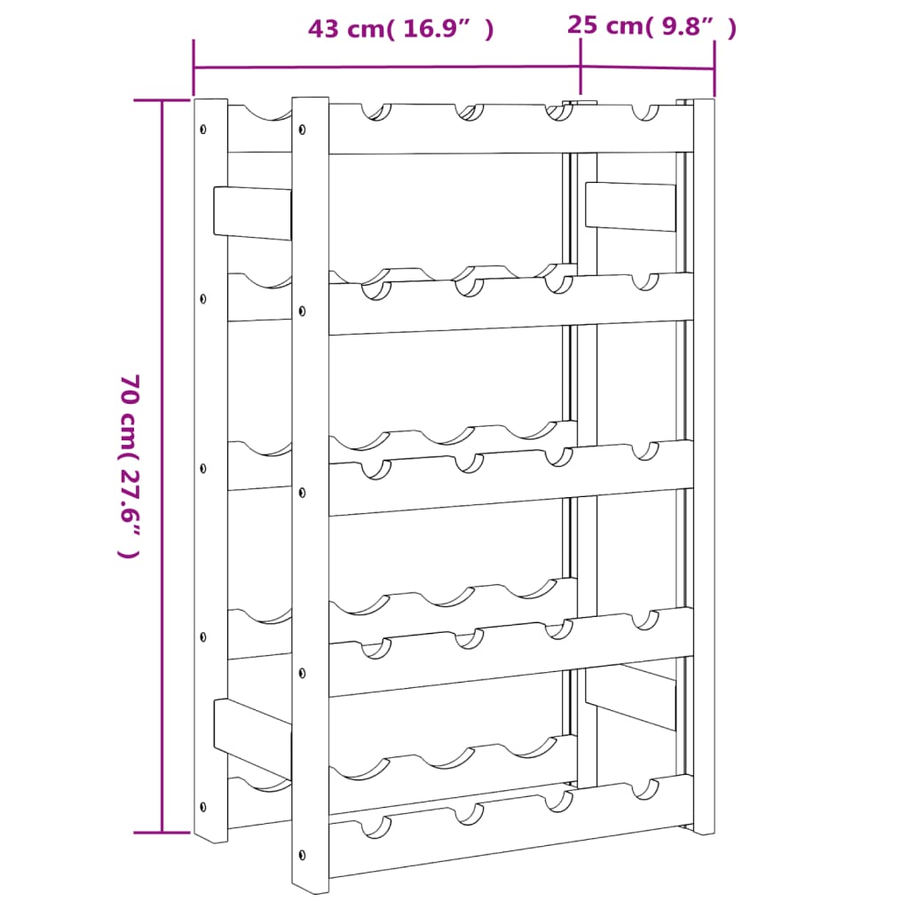 Wine Rack for 20 Bottles Grey Solid Wood Pine