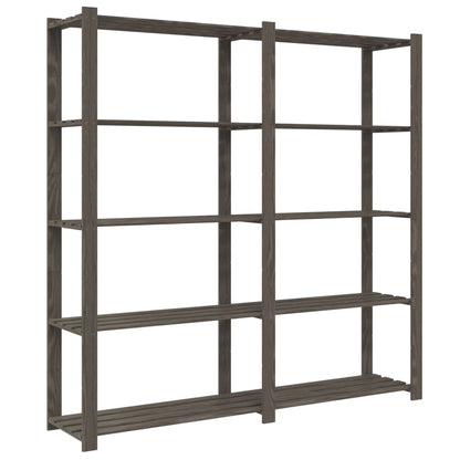 5-Tier Storage Rack Grey 170x38x170 cm Solid Wood Pine