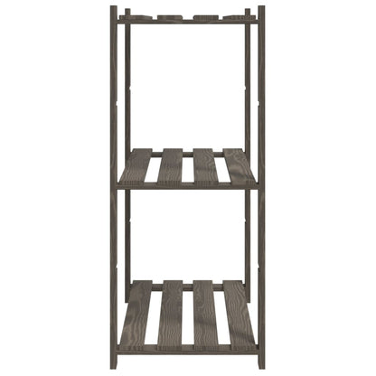 3-Tier Storage Rack Grey 80x38x90 cm Solid Wood Pine