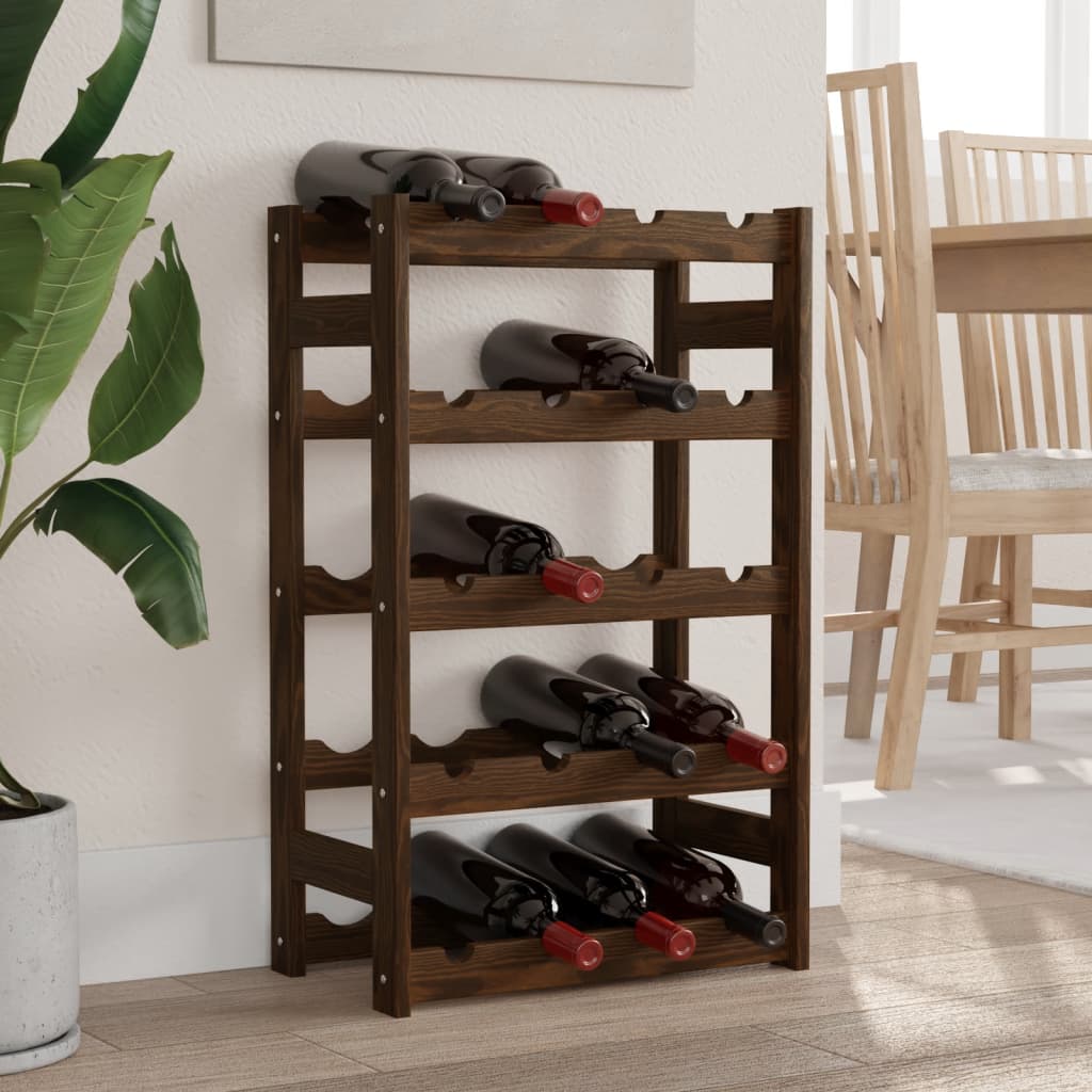 Wine Rack for 20 Bottles Brown Solid Wood Pine