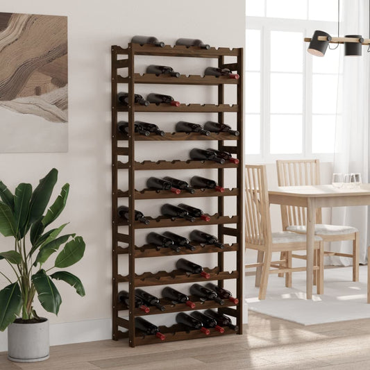 Wine Rack for 77 Bottles Brown Solid Wood Pine