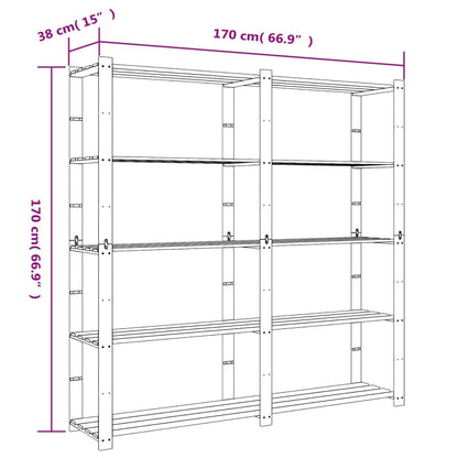 5-Tier Storage Rack Brown 170x38x170 cm Solid Wood Pine