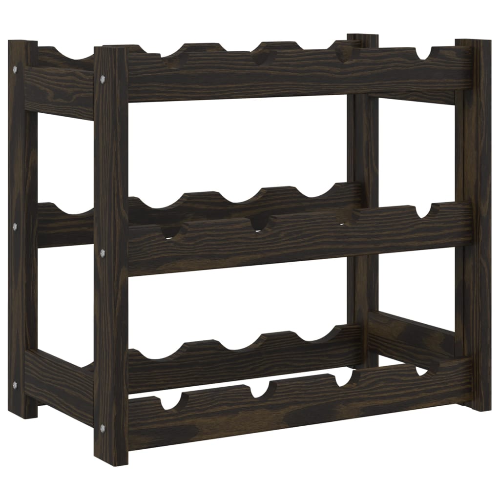 Wine Rack for 12 Bottles Black Solid Wood Pine