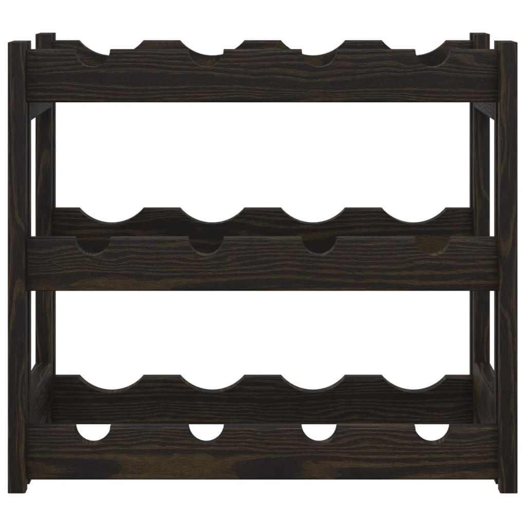 Wine Rack for 12 Bottles Black Solid Wood Pine