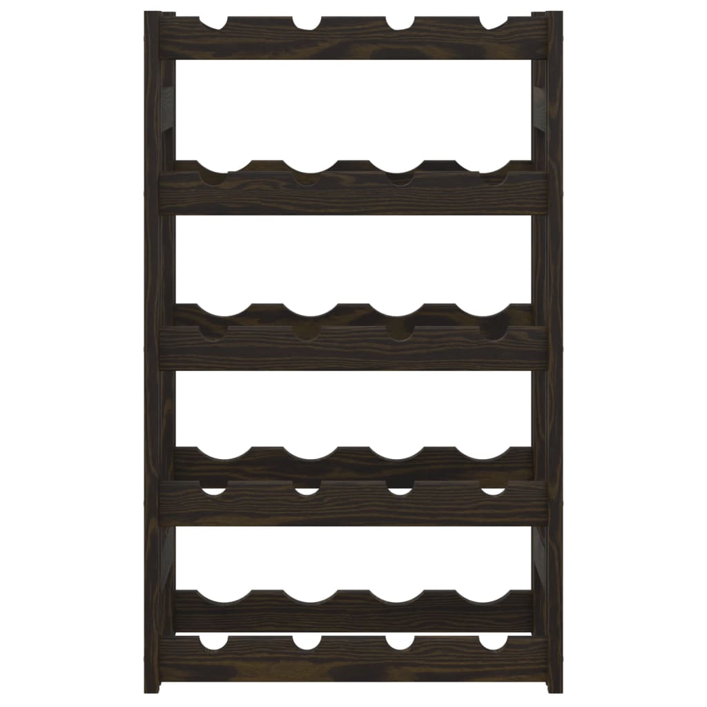 Wine Rack for 20 Bottles Black Solid Wood Pine