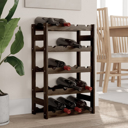 Wine Rack for 20 Bottles Black Solid Wood Pine