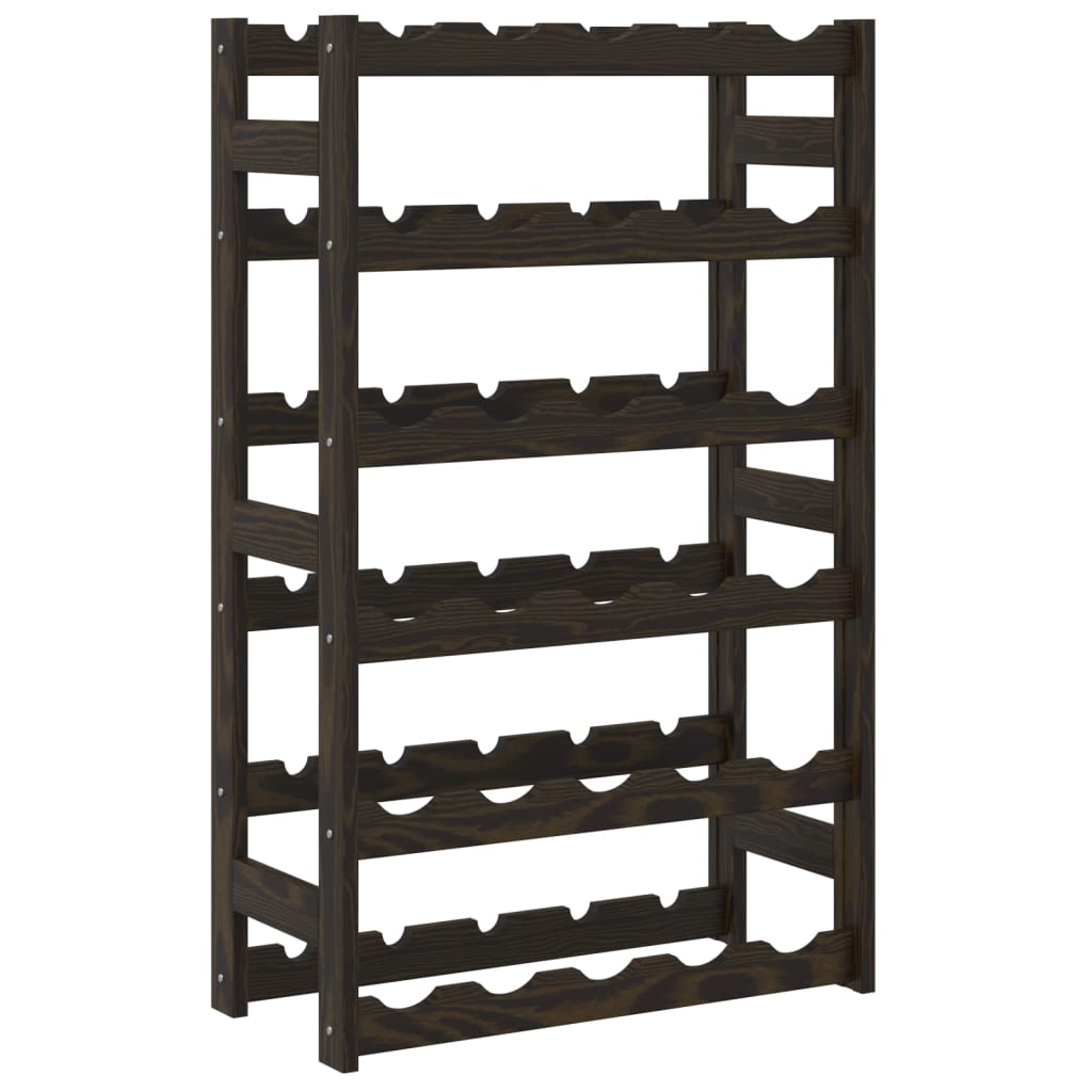 Wine Rack for 30 Bottles Black Solid Wood Pine