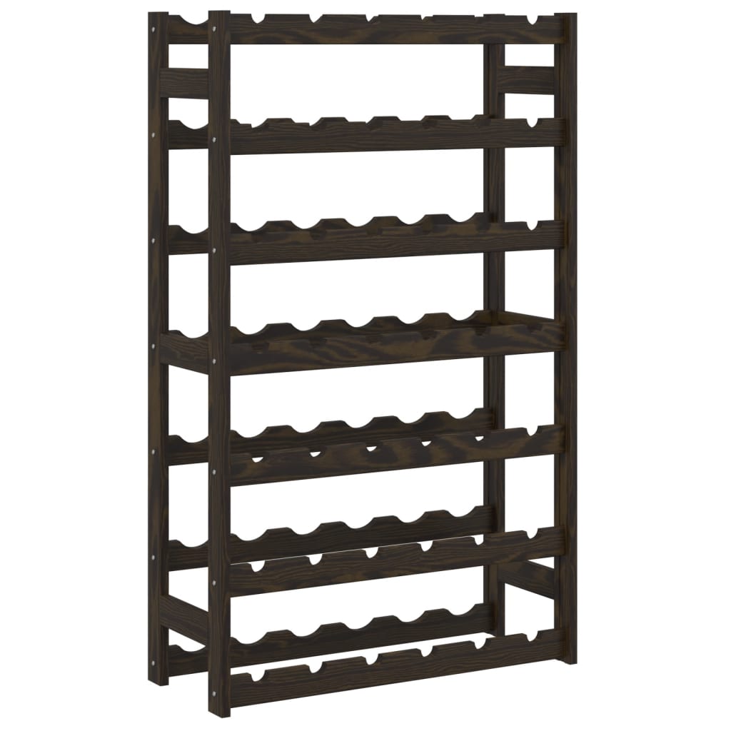 Wine Rack for 42 Bottles Black Solid Wood Pine