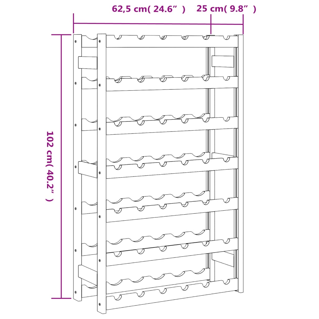 Wine Rack for 42 Bottles Black Solid Wood Pine