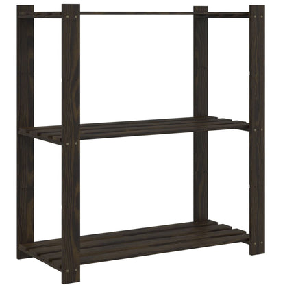 3-Tier Storage Rack Black 80x38x90 cm Solid Wood Pine