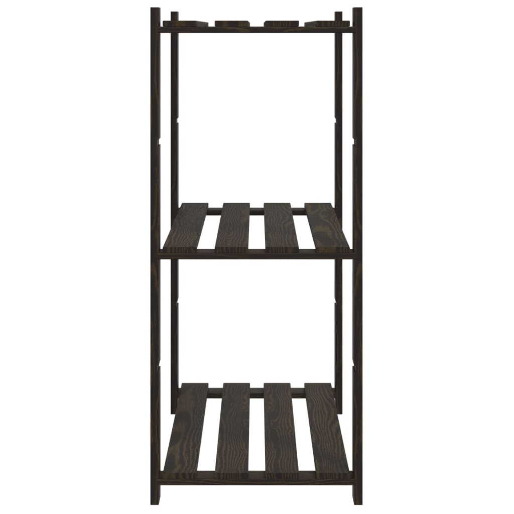 3-Tier Storage Rack Black 80x38x90 cm Solid Wood Pine