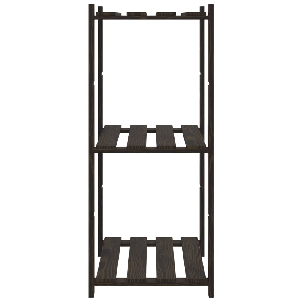 3-Tier Storage Rack Black 60x38x90 cm Solid Wood Pine