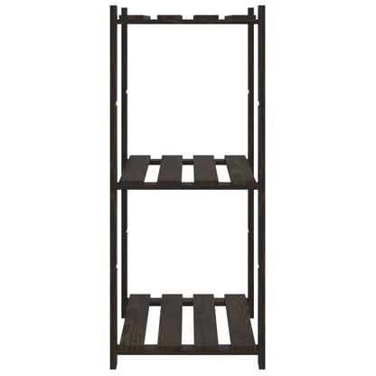 3-Tier Storage Rack Black 60x38x90 cm Solid Wood Pine