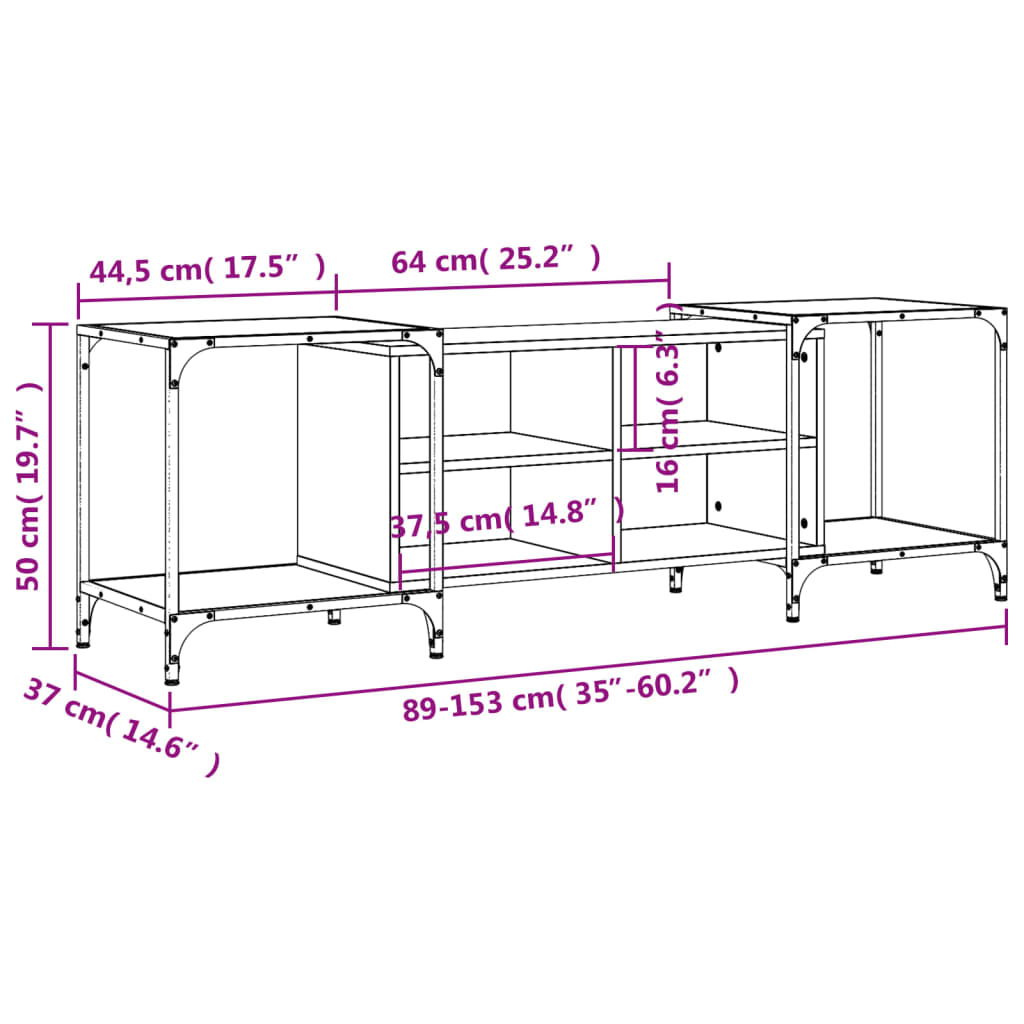 TV Cabinet Sonoma Oak 153x37x50 cm Engineered Wood