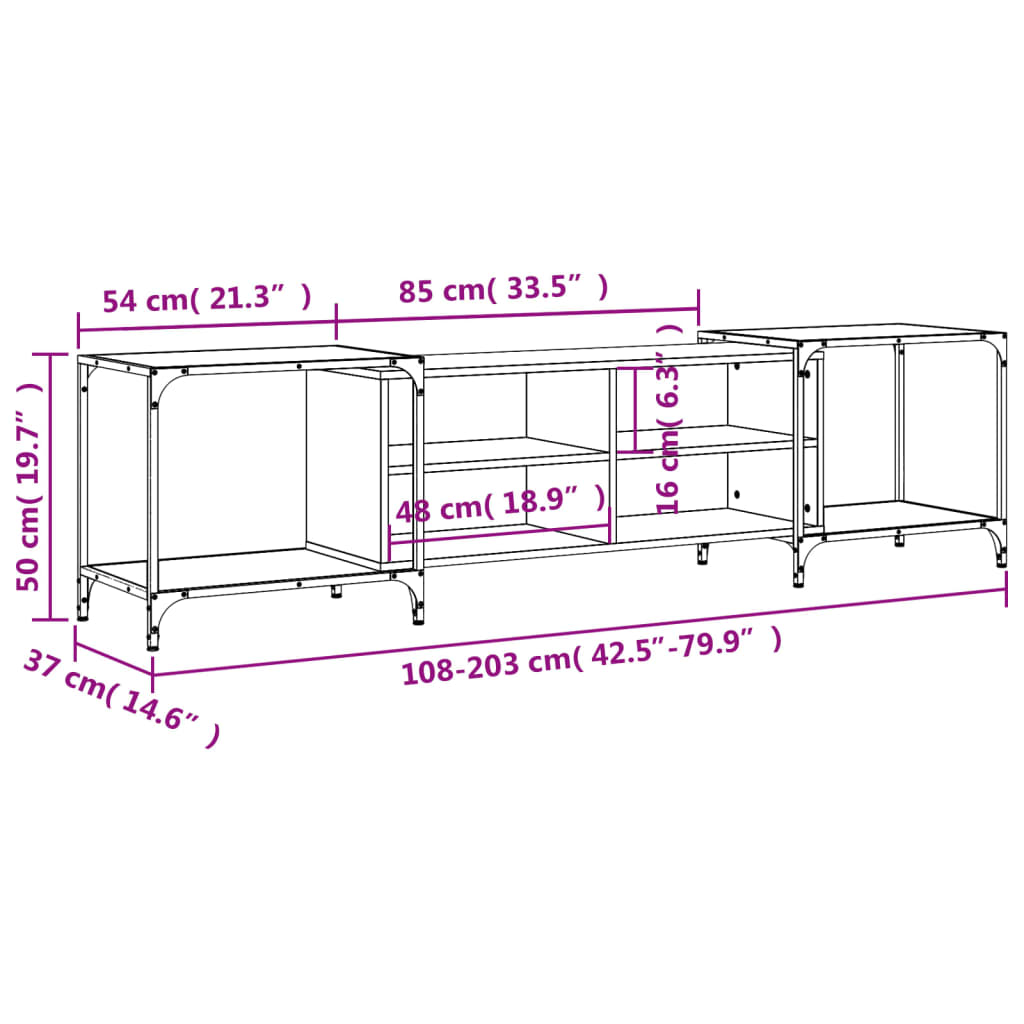 TV Cabinet Grey Sonoma 203x37x50 cm Engineered Wood