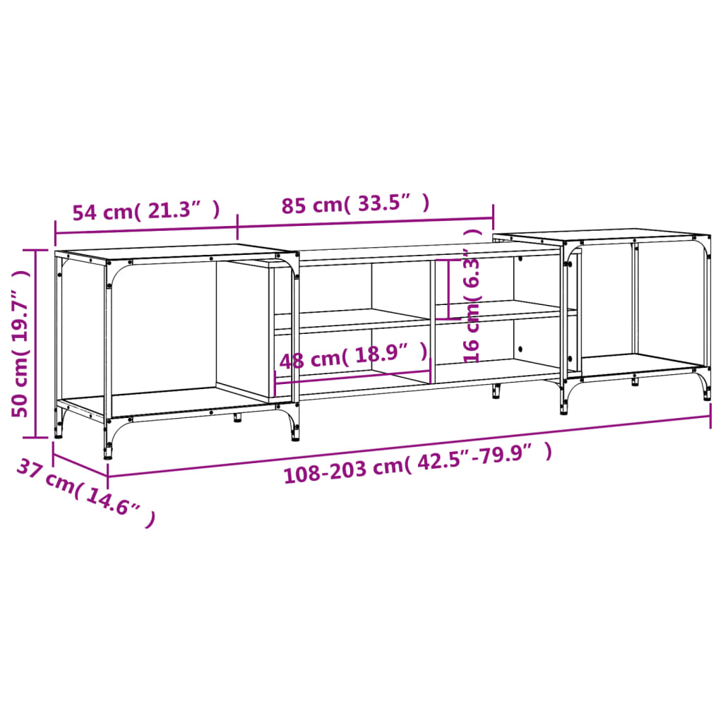 TV Cabinet Brown Oak 203x37x50 cm Engineered Wood