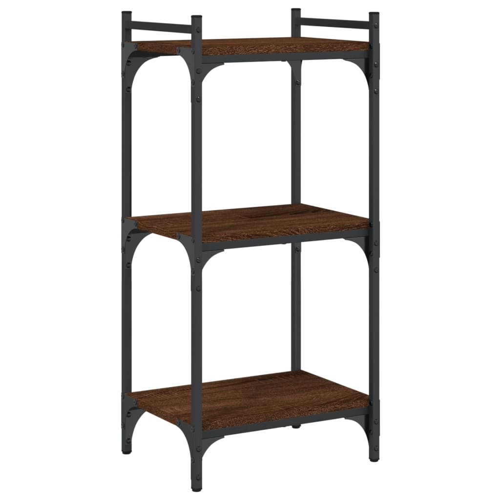 Bookcase 3-Tier Brown Oak 40x30x86 cm Engineered Wood