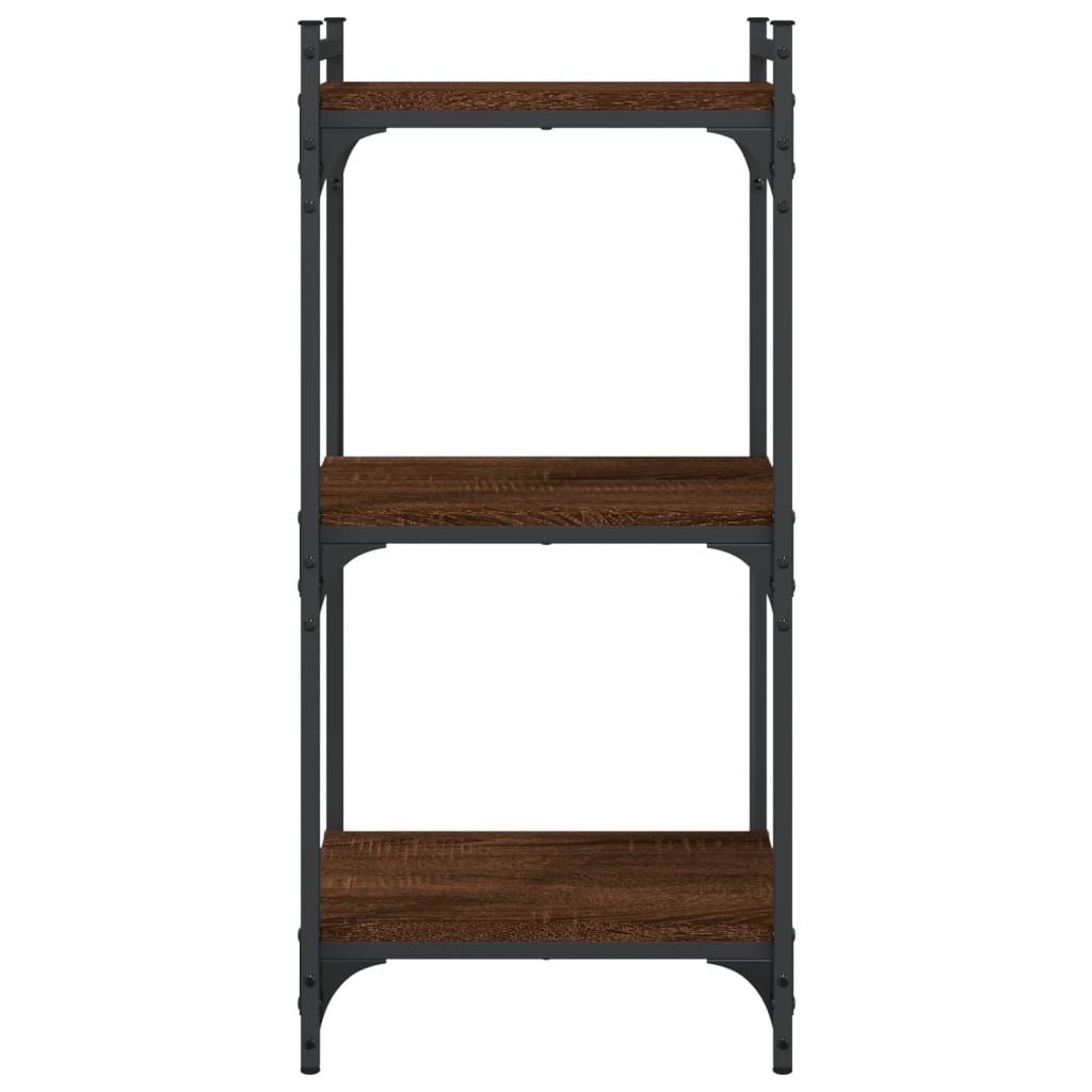 Bookcase 3-Tier Brown Oak 40x30x86 cm Engineered Wood