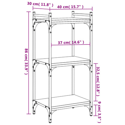 Bookcase 3-Tier Brown Oak 40x30x86 cm Engineered Wood