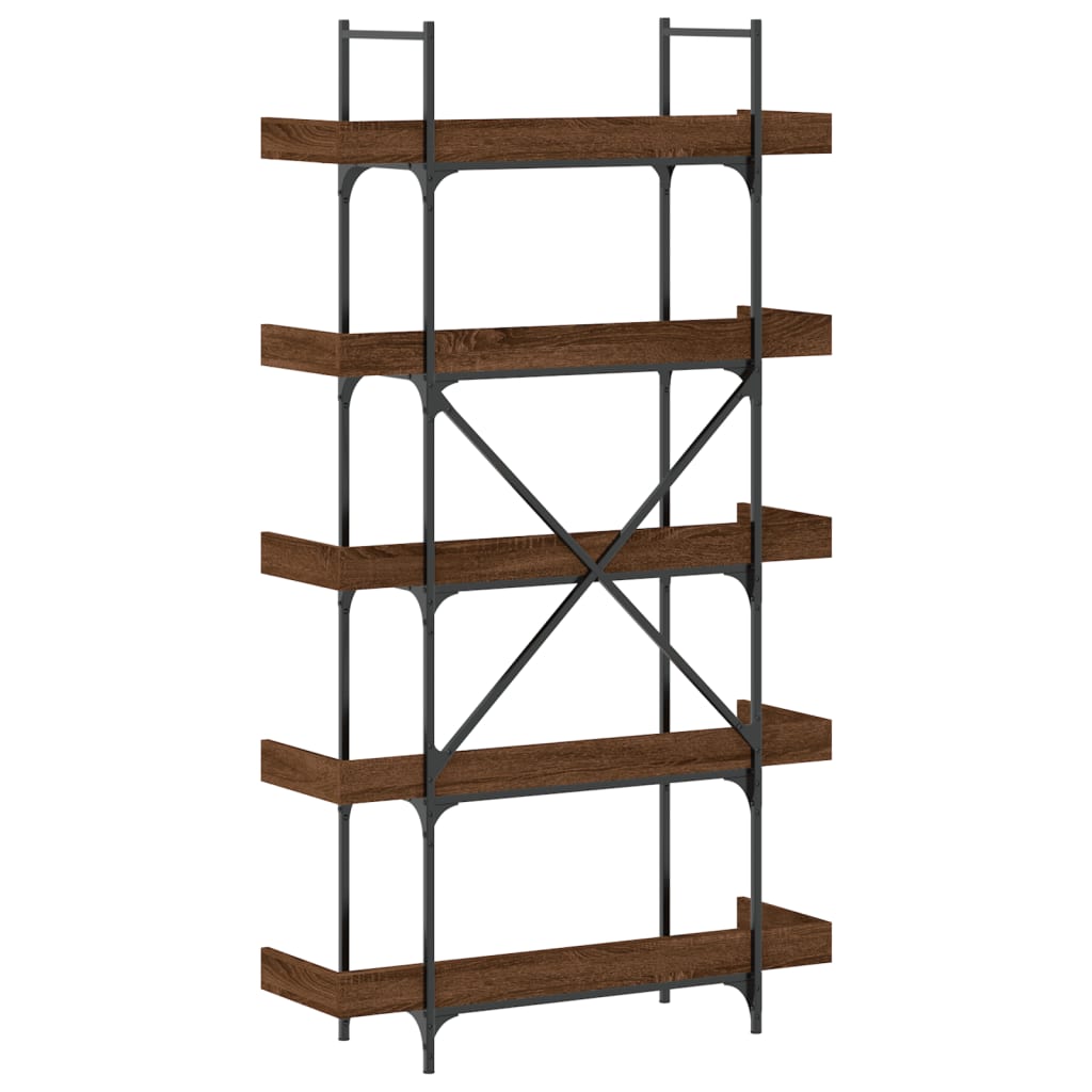 Bookcase 5-Tier Brown Oak 100x33x180.5 cm Engineered Wood