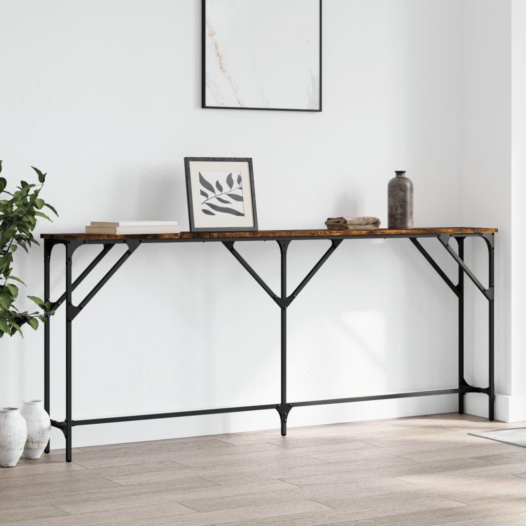 Console Table Smoked Oak 180x23x75 cm Engineered Wood