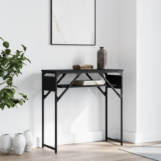 Console Table with Shelf Black 75x30x75cm Engineered Wood