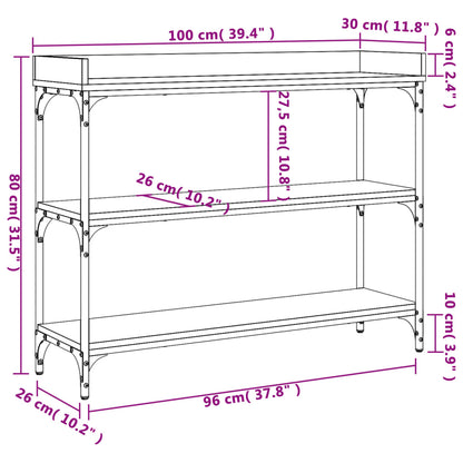 Console Table with Shelves Smoked Oak 100x30x80 cm