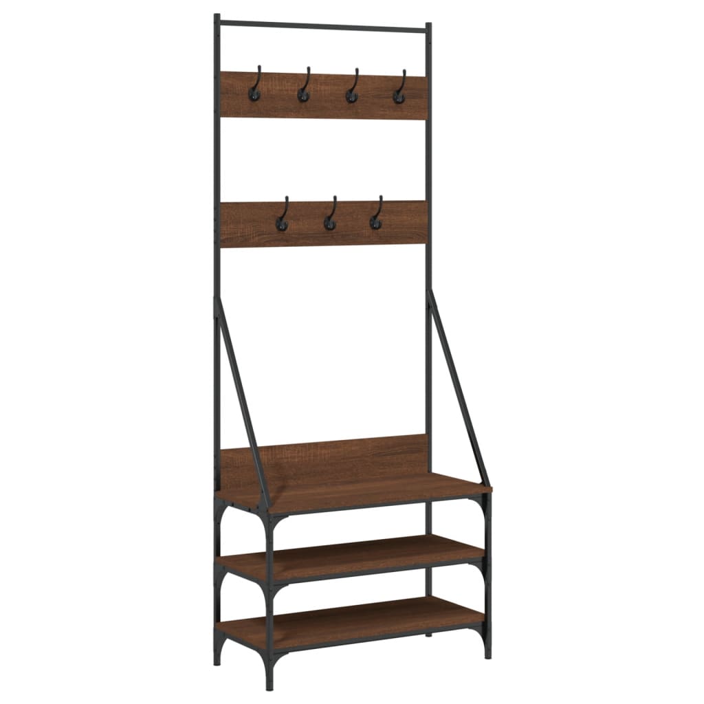 Clothes Rack with Shoe Storage Brown Oak 72x34x184 cm