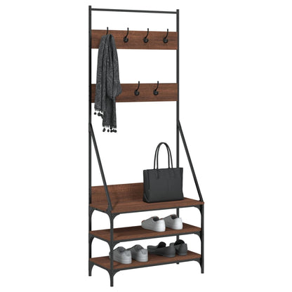 Clothes Rack with Shoe Storage Brown Oak 72x34x184 cm