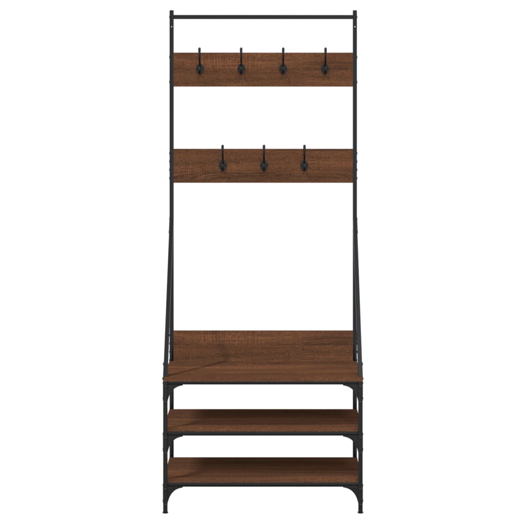 Clothes Rack with Shoe Storage Brown Oak 72x34x184 cm