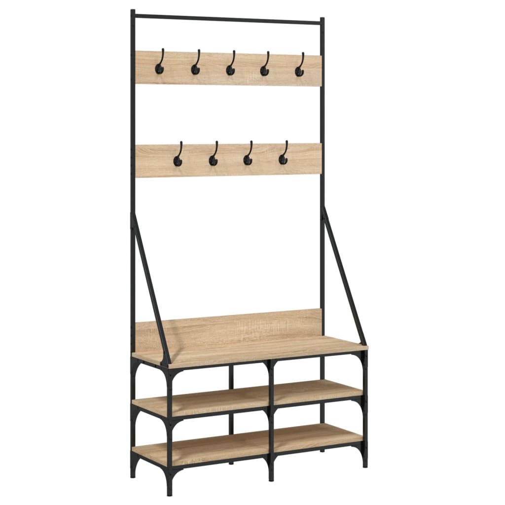 Clothes Rack with Shoe Storage Sonoma Oak 90x34x184 cm