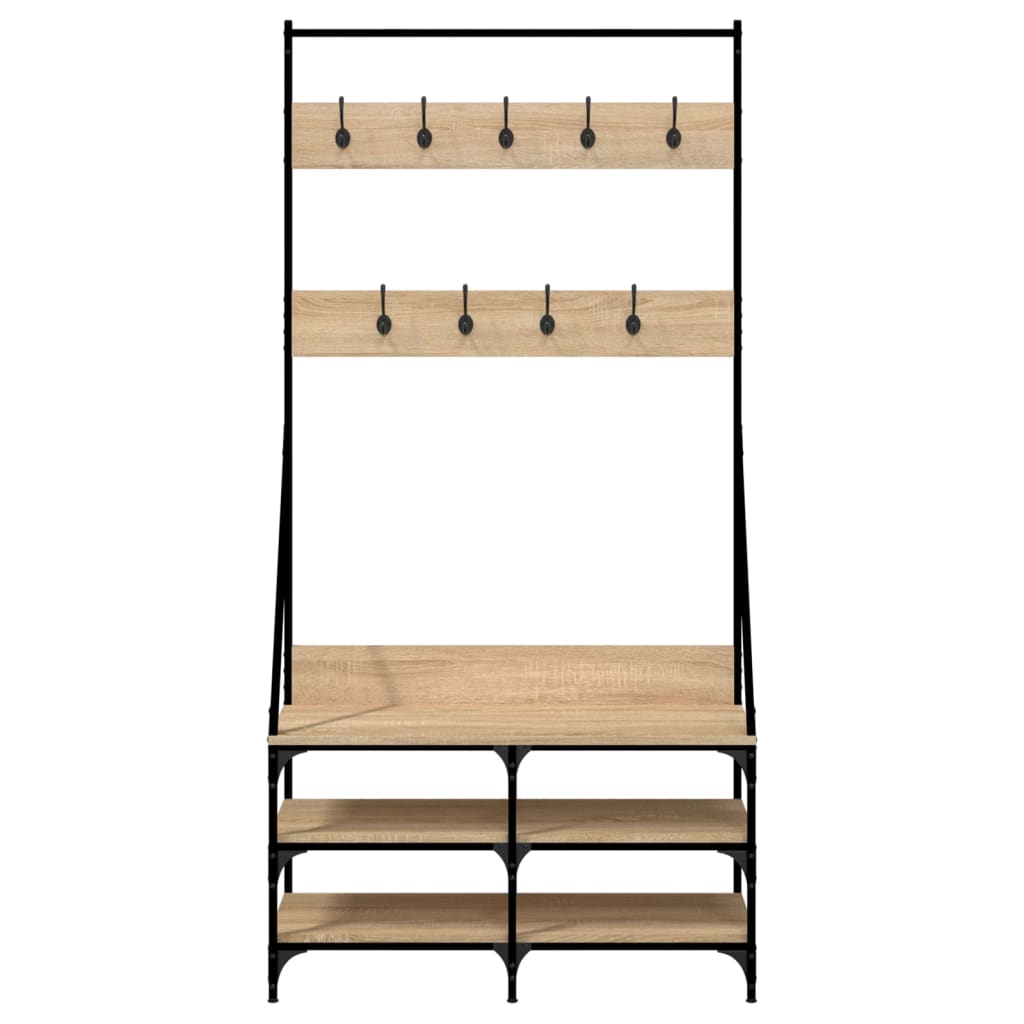 Clothes Rack with Shoe Storage Sonoma Oak 90x34x184 cm