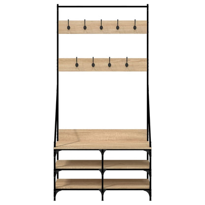 Clothes Rack with Shoe Storage Sonoma Oak 90x34x184 cm