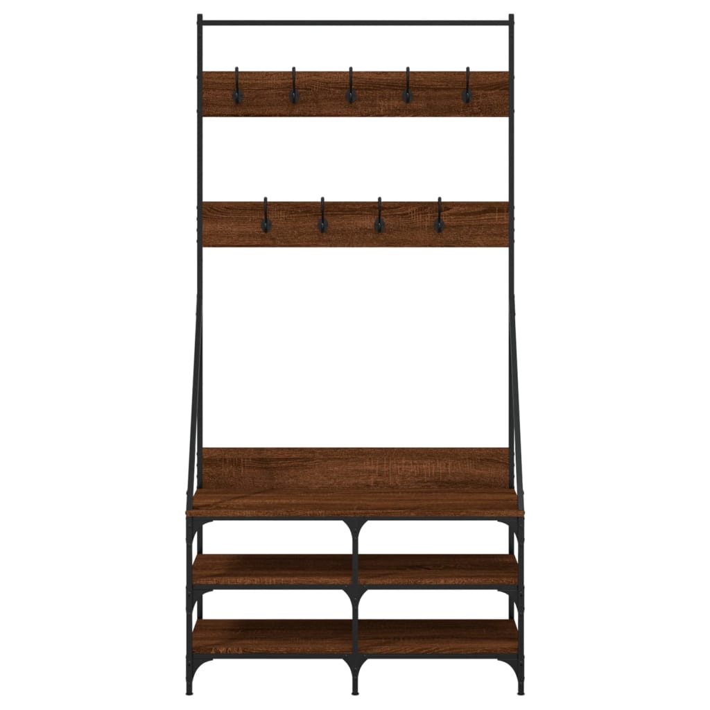 Clothes Rack with Shoe Storage Brown Oak 90x34x184 cm