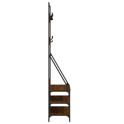 Clothes Rack with Shoe Storage Brown Oak 90x34x184 cm