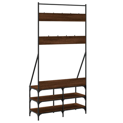 Clothes Rack with Shoe Storage Brown Oak 90x34x184 cm